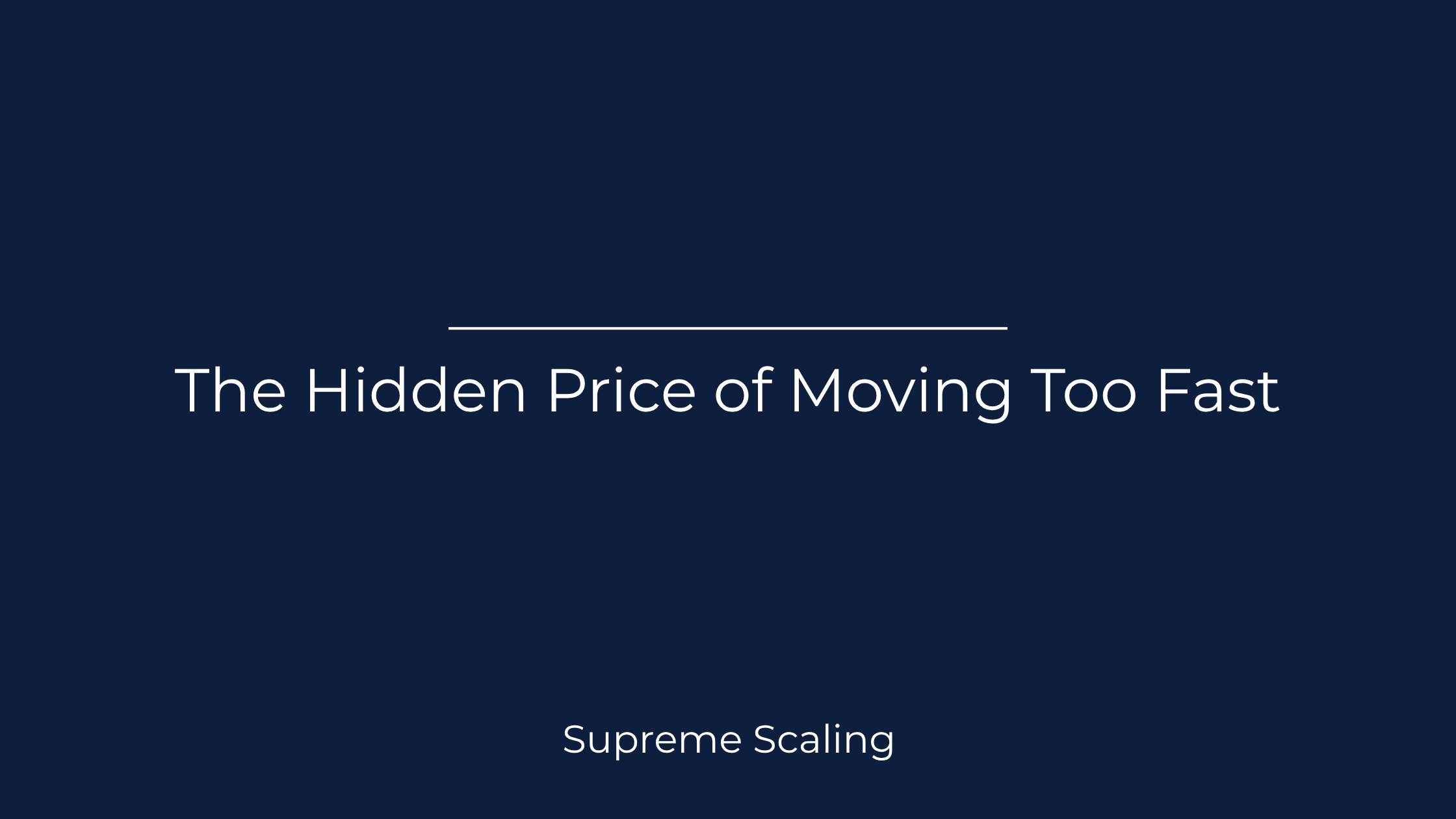 The Hidden Price of Moving Too Fast
